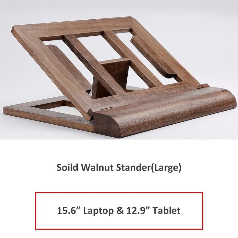 Wooden Laptop and Tablet Stander - Walnut and Beech Stand with 4 Levels of Adjustable Height